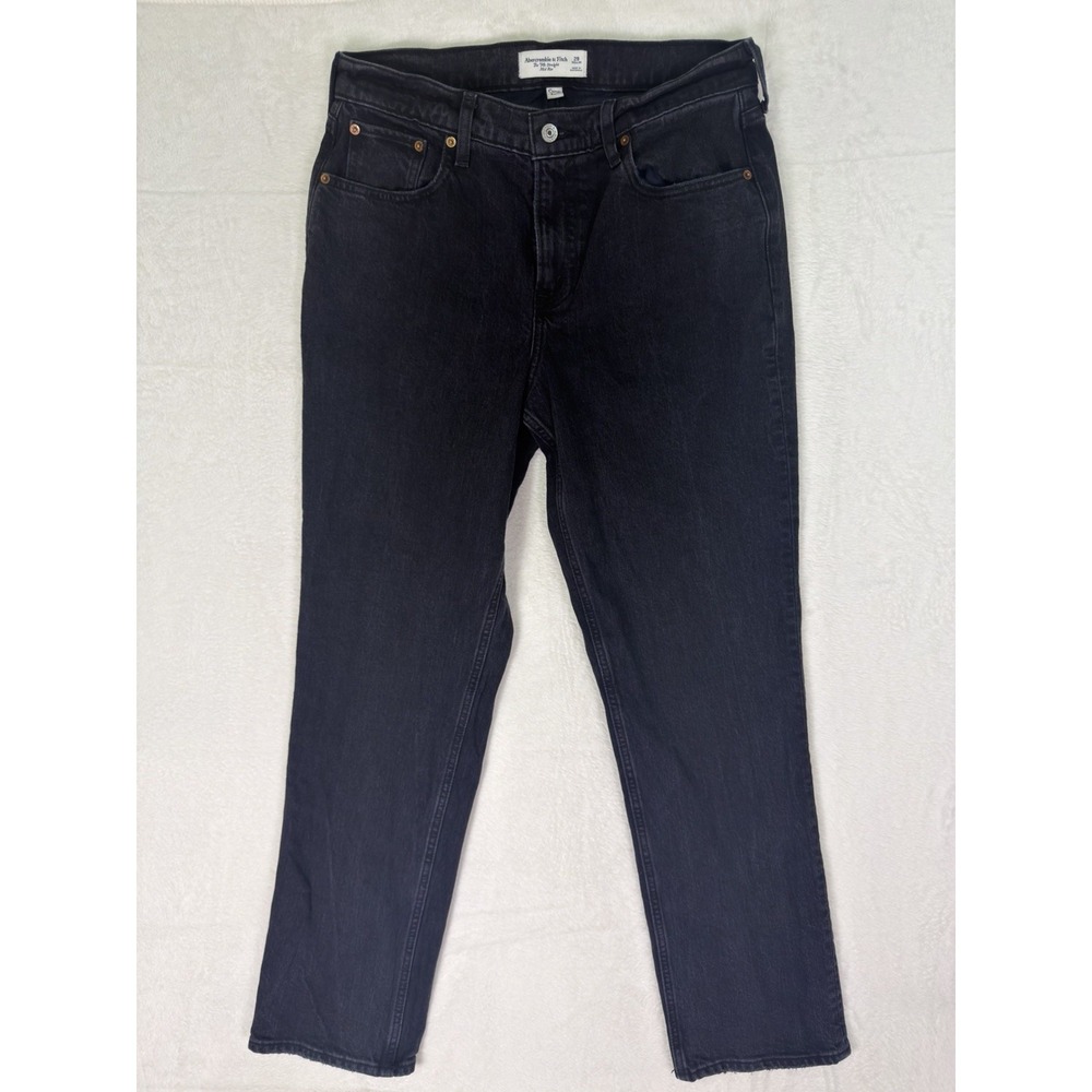 Abercrombie And Fitch Jeans Womens 29 Black Denim 90s Straight Mid Rise‎ Stretch